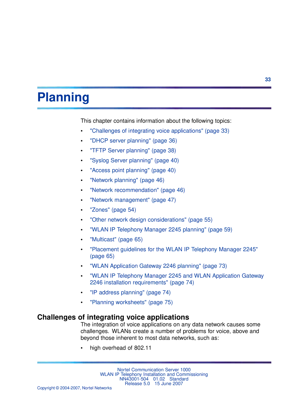 Nortel Networks NN43001-504 manual Planning, Challenges of integrating voice applications 