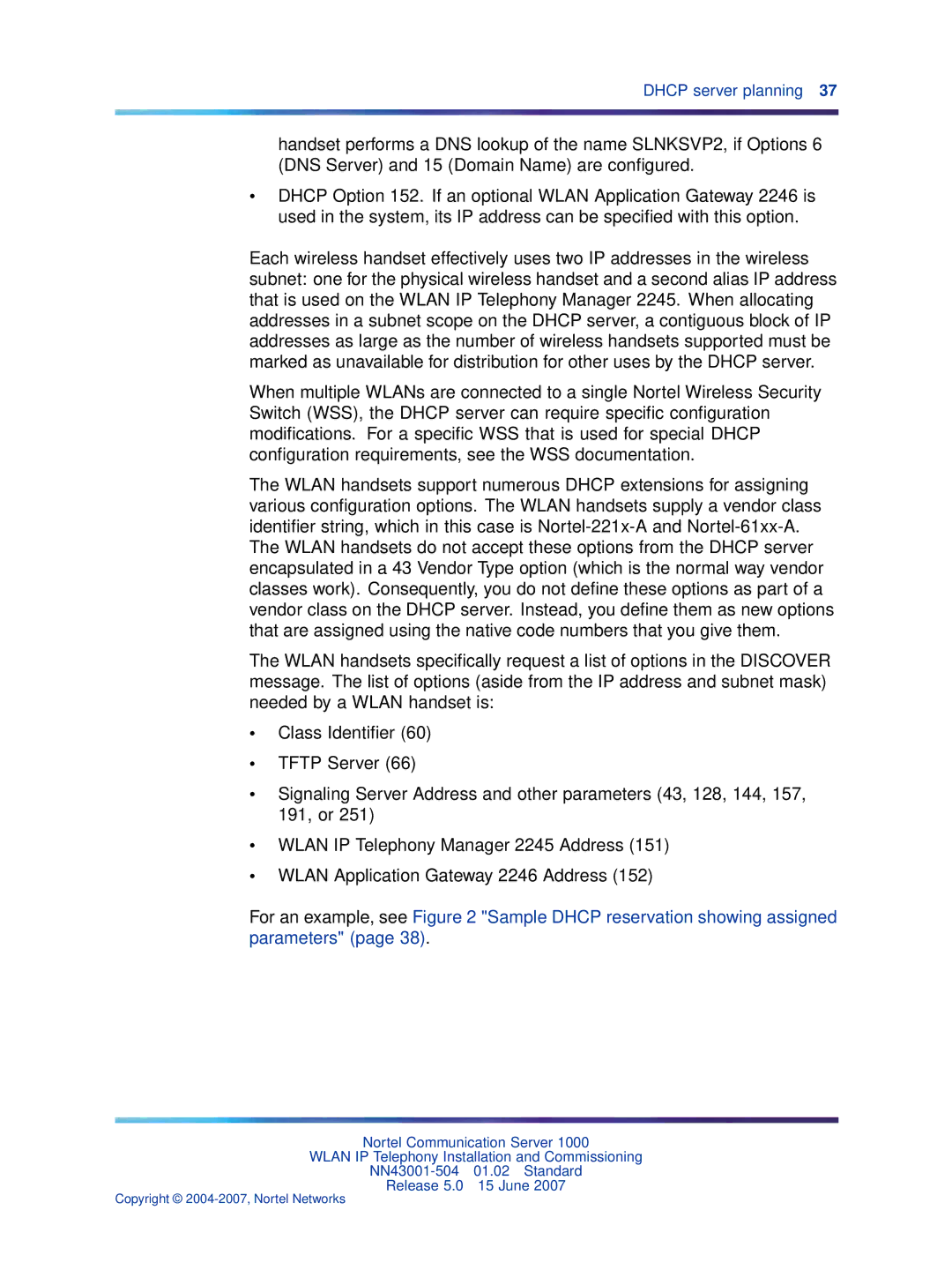 Nortel Networks NN43001-504 manual Dhcp server planning 