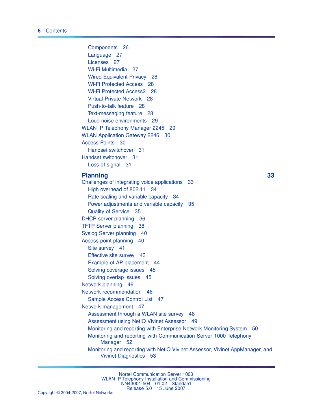 Nortel Networks NN43001-504 manual Planning 