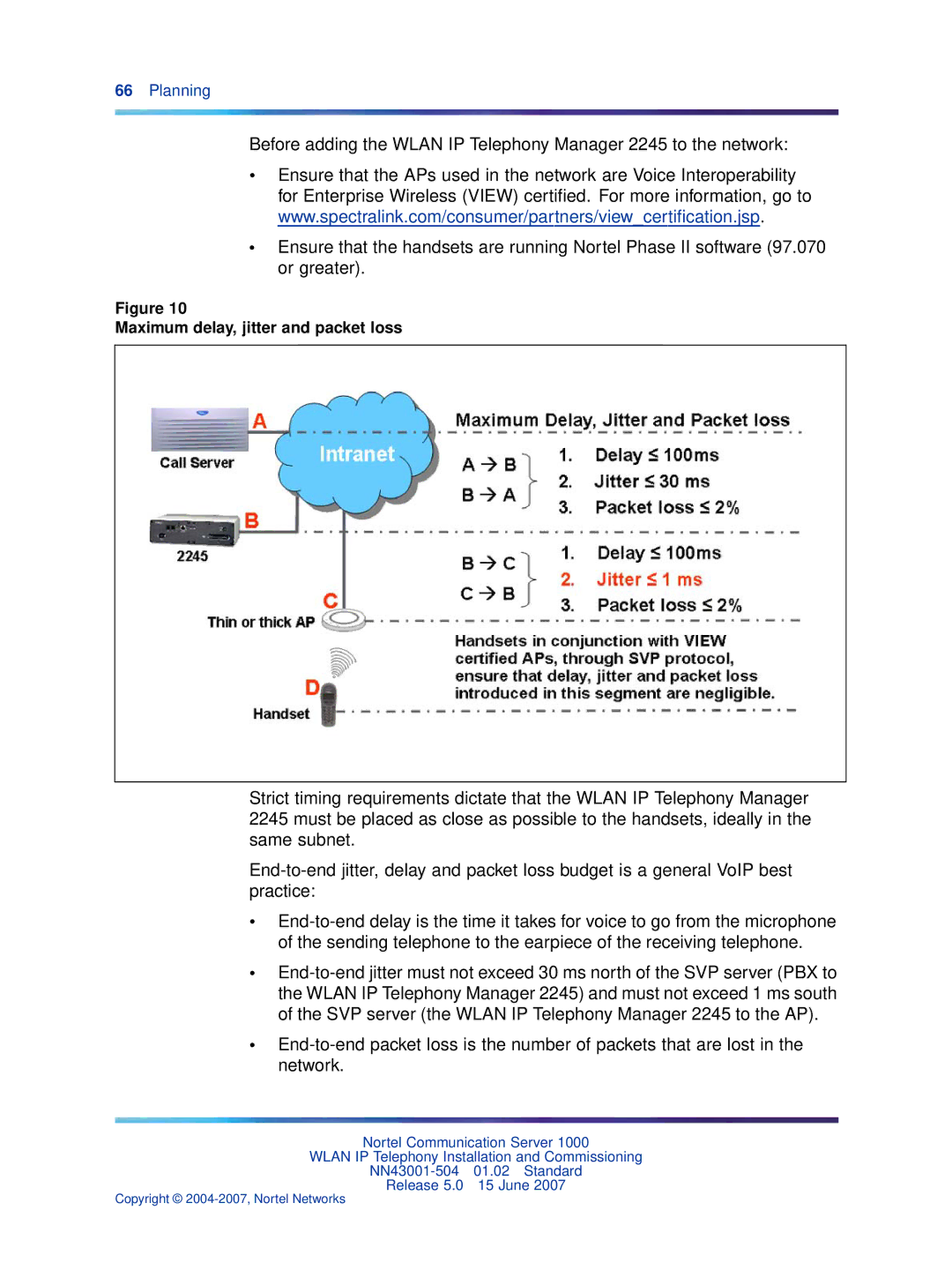 Nortel Networks NN43001-504 manual Maximum delay, jitter and packet loss 