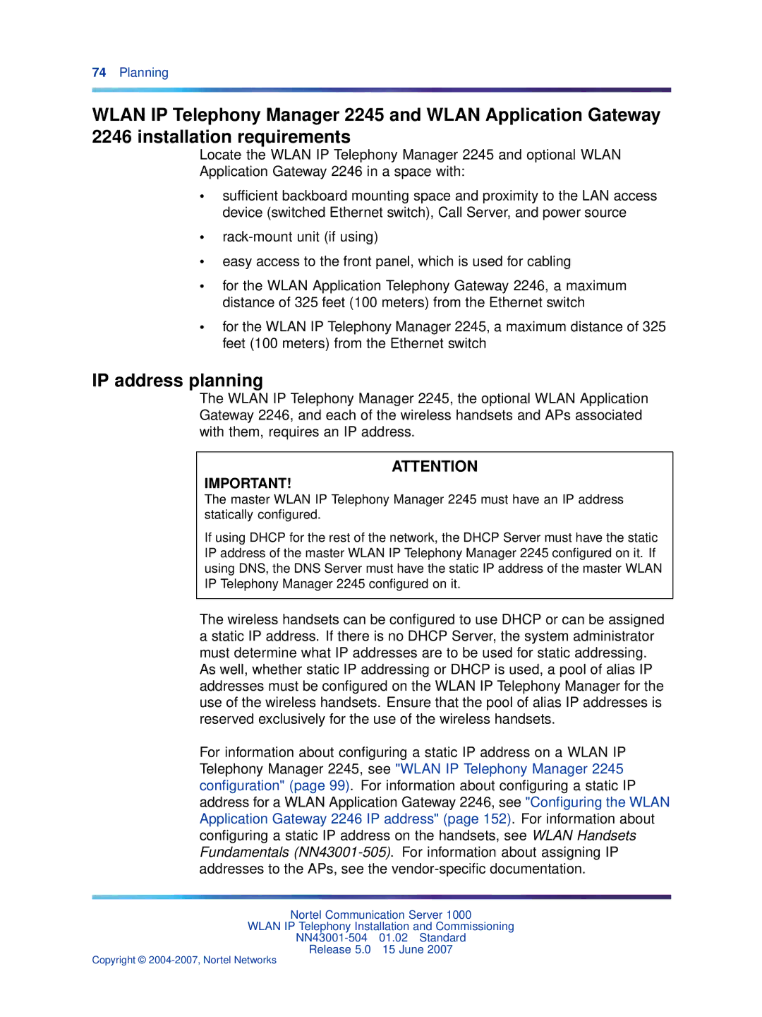 Nortel Networks NN43001-504 manual IP address planning 