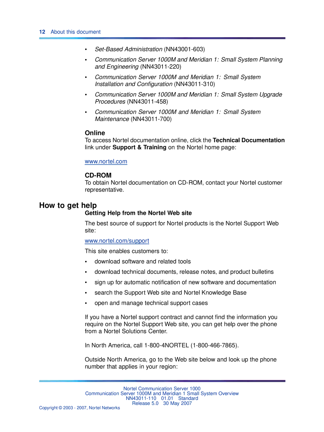 Nortel Networks NN43011-110 manual How to get help, Online 