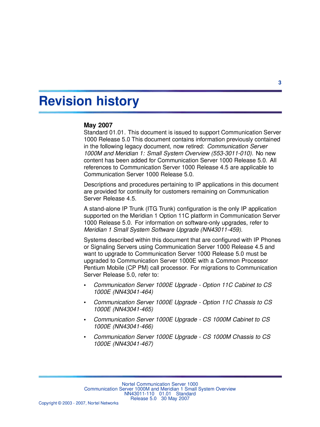 Nortel Networks NN43011-110 manual Revision history, May 