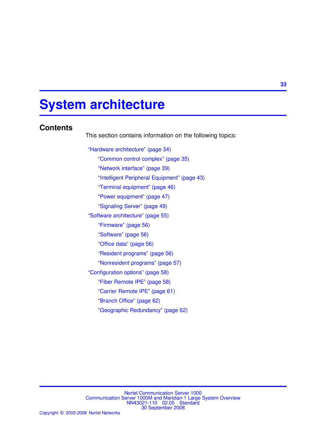 Nortel Networks NN43021-110 manual System architecture 