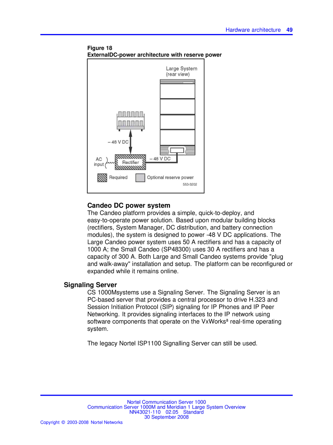 Nortel Networks NN43021-110 manual Candeo DC power system, Signaling Server 