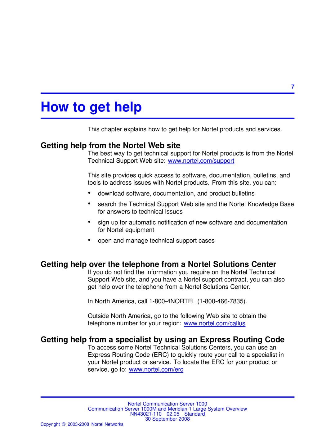 Nortel Networks NN43021-110 manual How to get help, Getting help from the Nortel Web site 