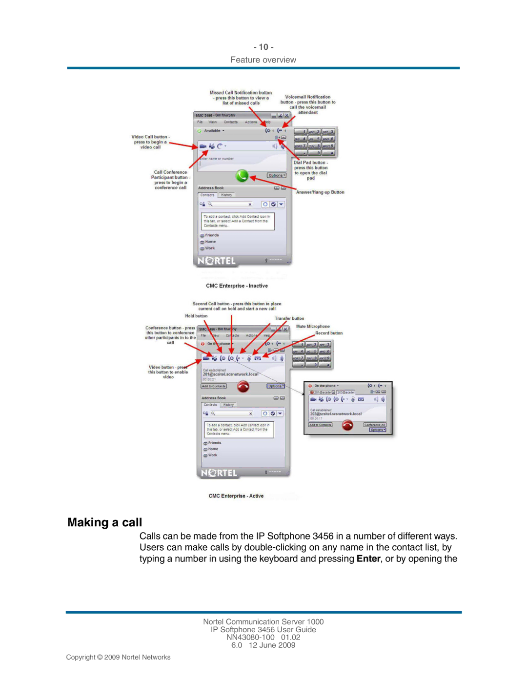 Nortel Networks NN43080-100, 3456 manual Making a call 