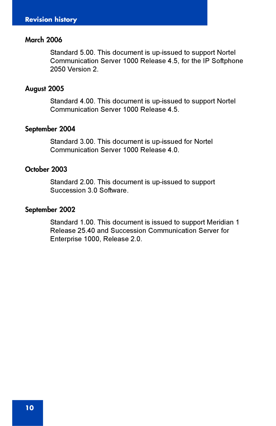 Nortel Networks NN43119-100 manual Revision history 