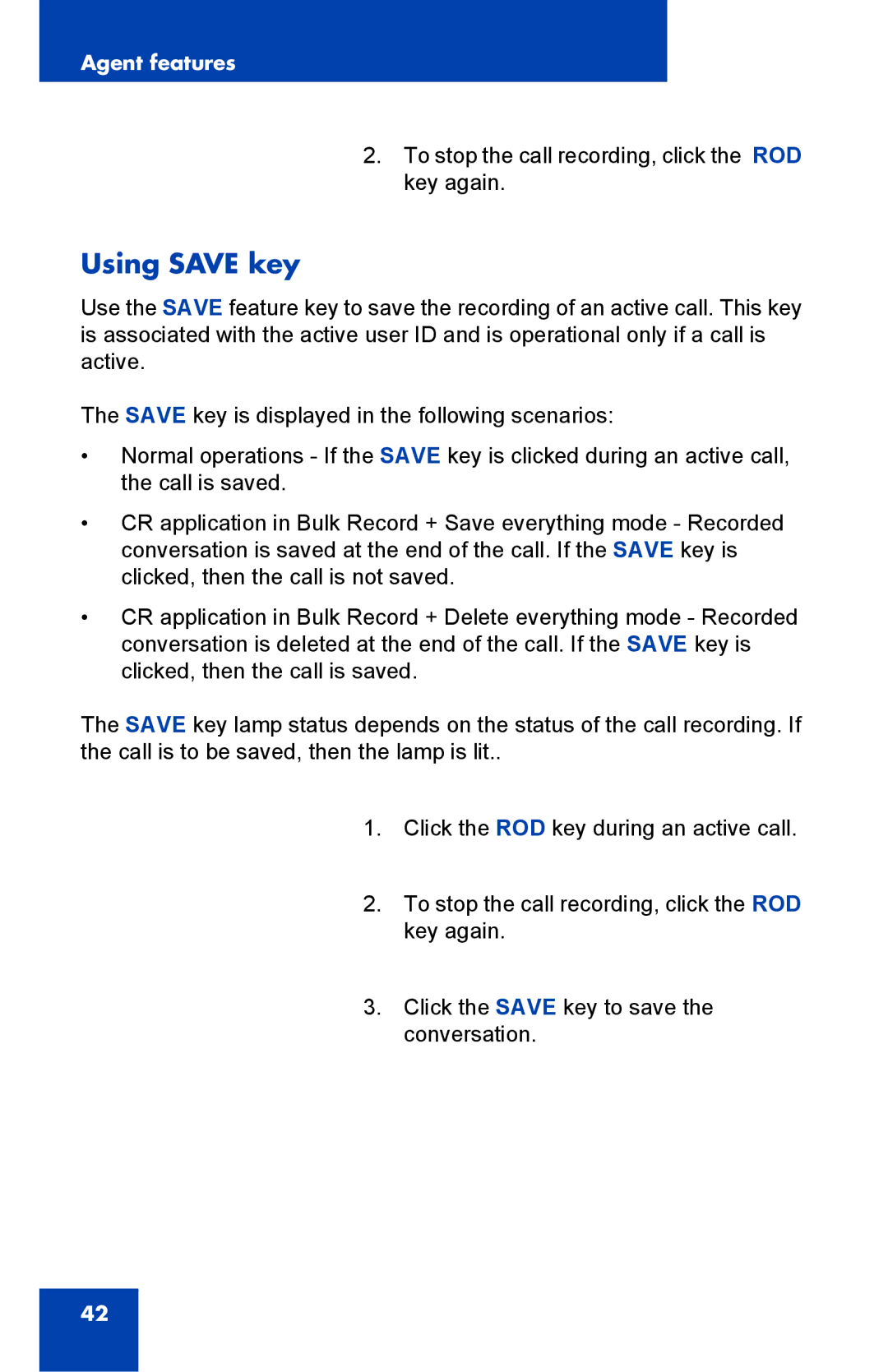 Nortel Networks NN43119-100 manual Using Save key 