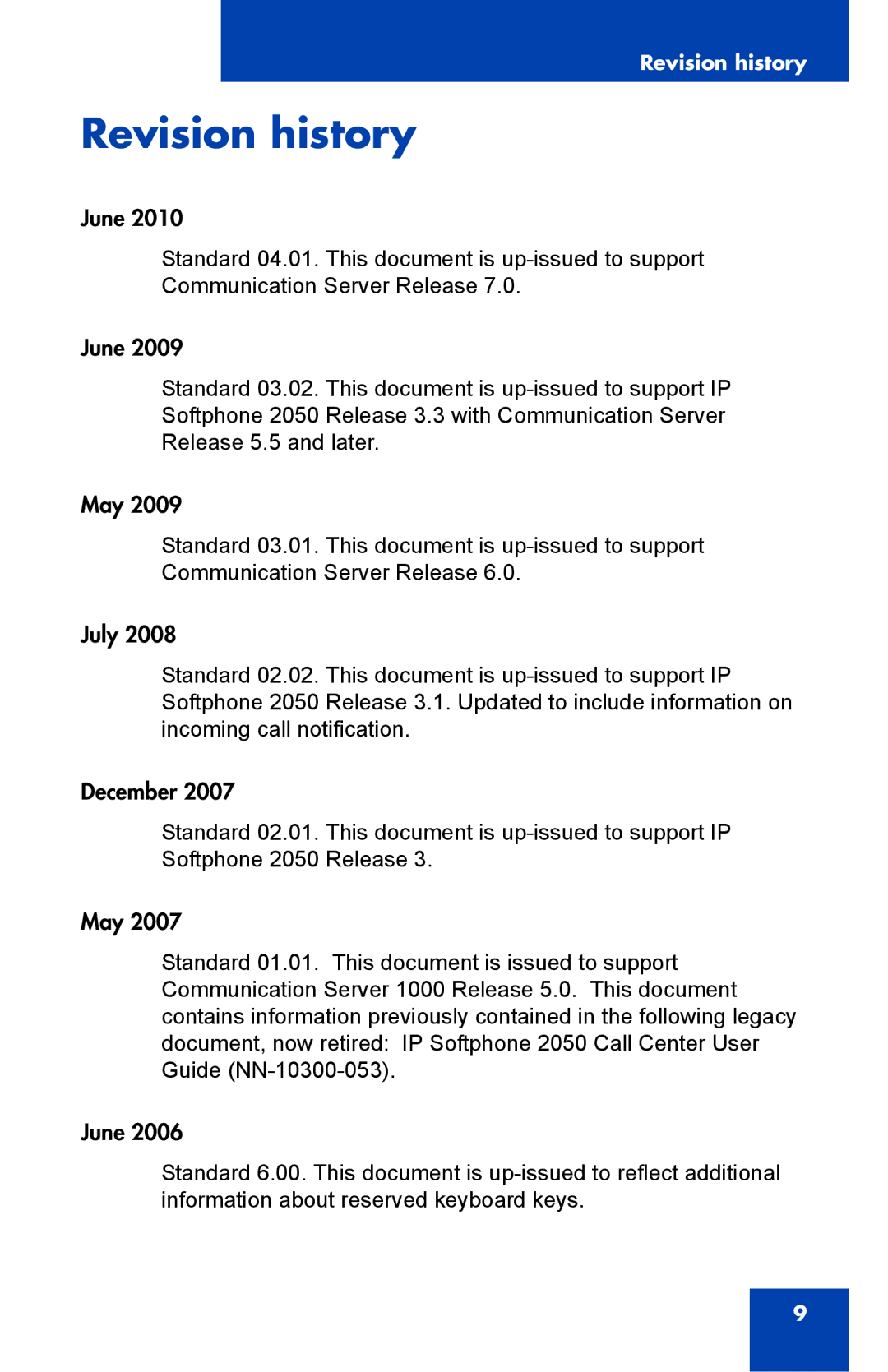 Nortel Networks NN43119-100 manual Revision history 