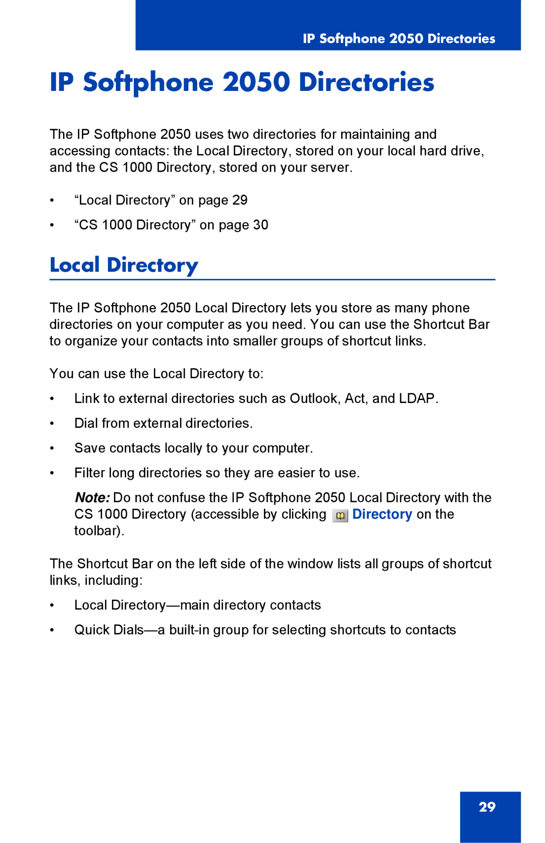 Nortel Networks NN43119-101 manual IP Softphone 2050 Directories, Local Directory 