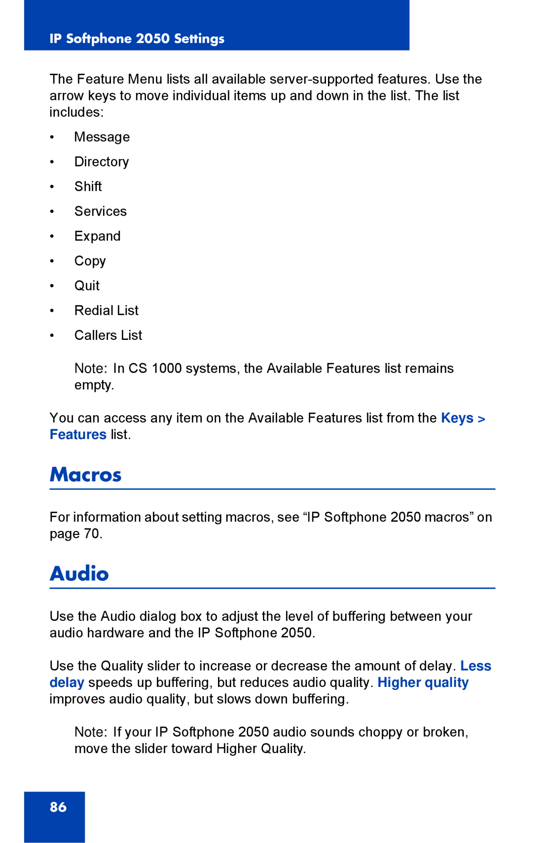 Nortel Networks NN43119-101 manual Macros, Audio 