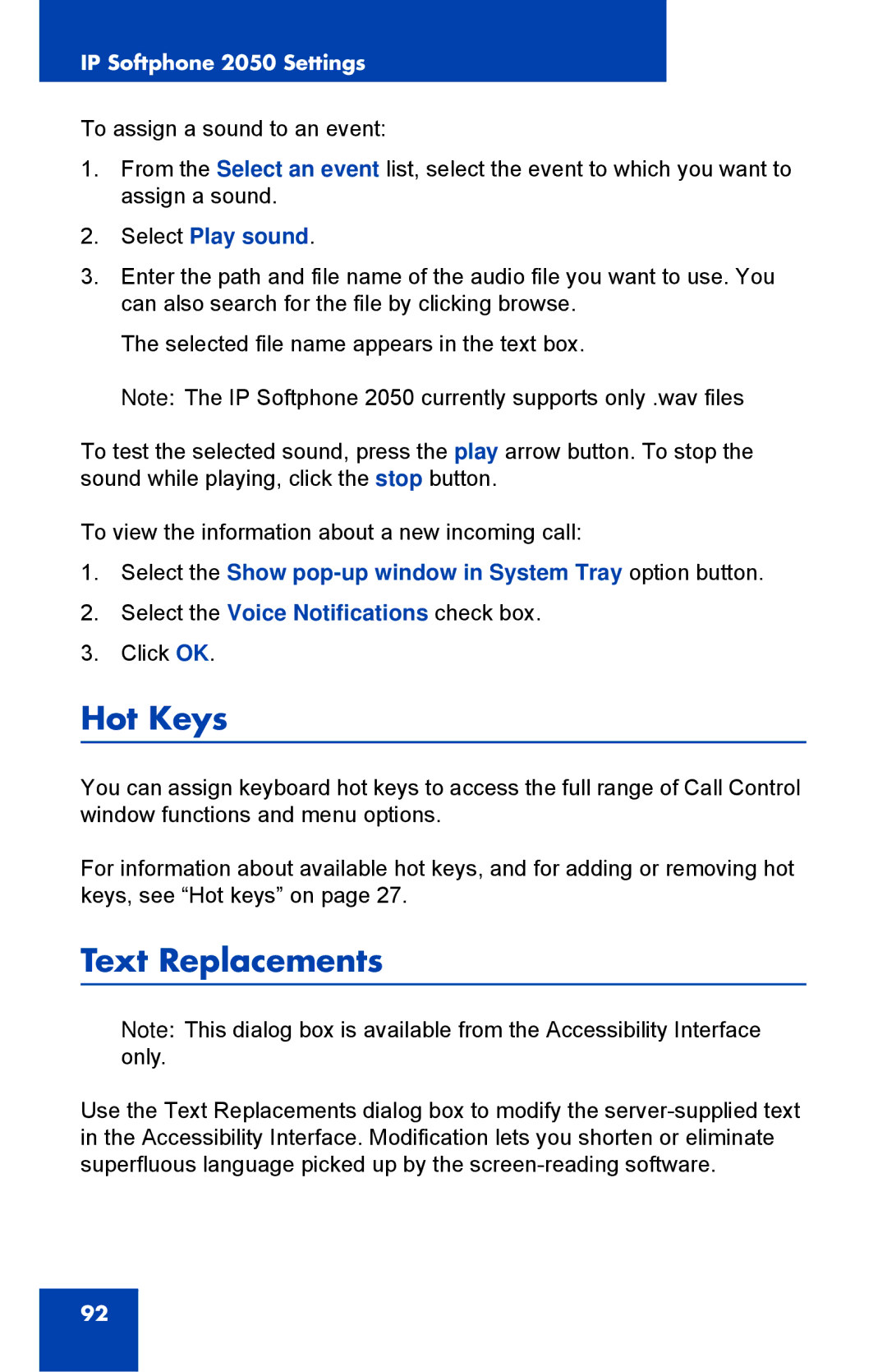 Nortel Networks NN43119-101 manual Text Replacements, Select Play sound 