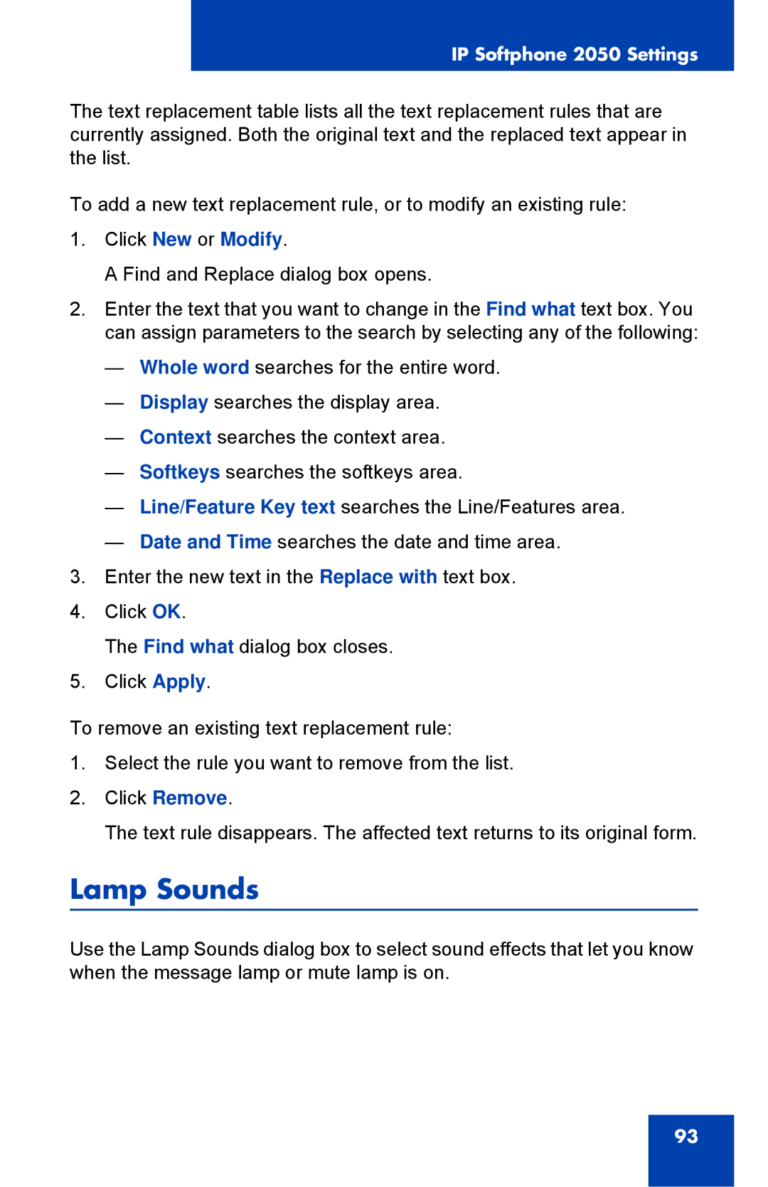 Nortel Networks NN43119-101 manual Lamp Sounds 