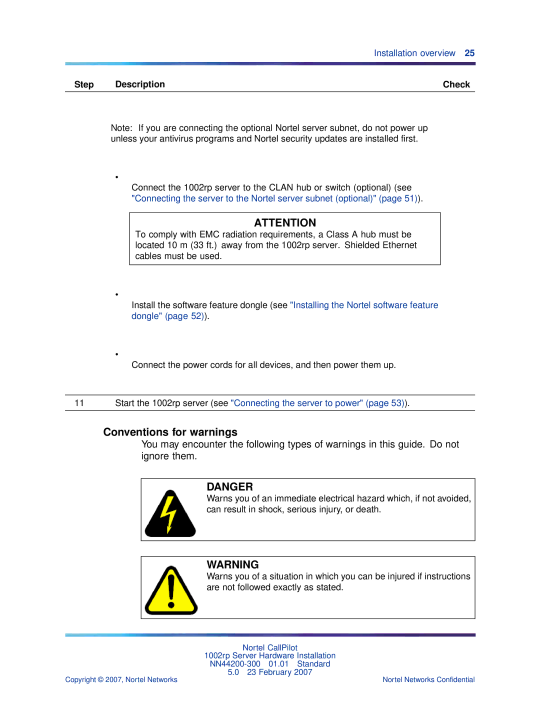 Nortel Networks NN44200-300 manual Conventions for warnings 