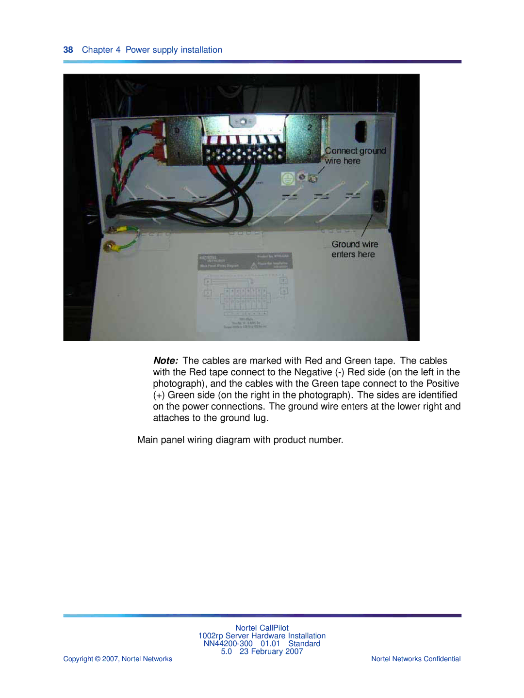 Nortel Networks NN44200-300 manual Power supply installation 