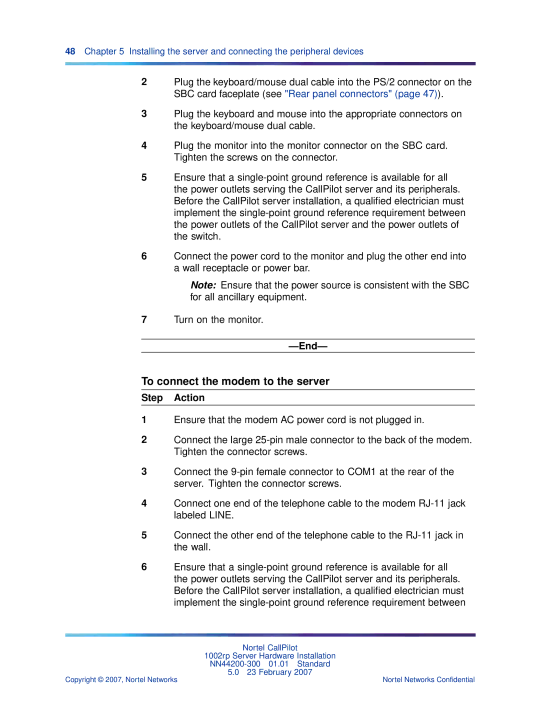 Nortel Networks NN44200-300 manual To connect the modem to the server 