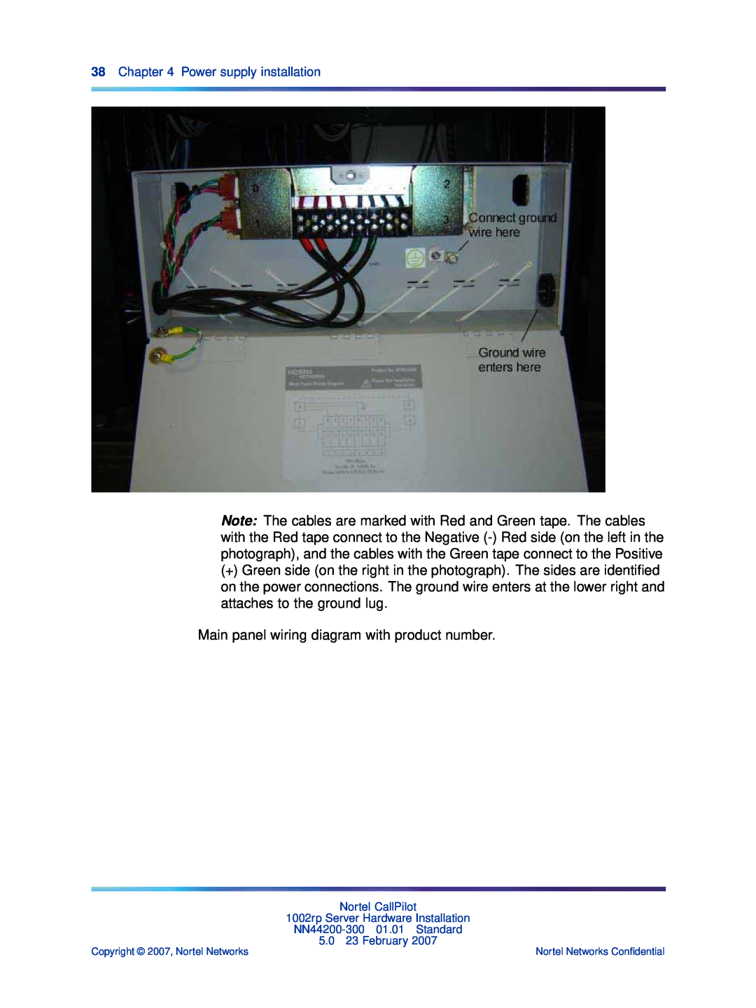 Nortel Networks NN44200-300 manual Main panel wiring diagram with product number 