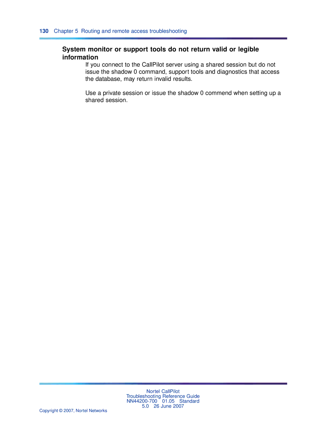 Nortel Networks NN44200-700 manual Routing and remote access troubleshooting 