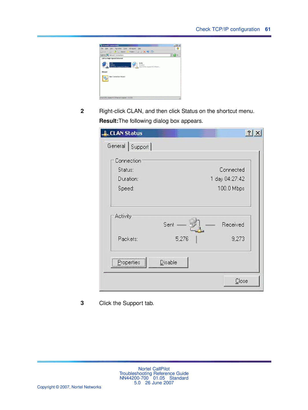 Nortel Networks NN44200-700 manual Check TCP/IP conﬁguration 