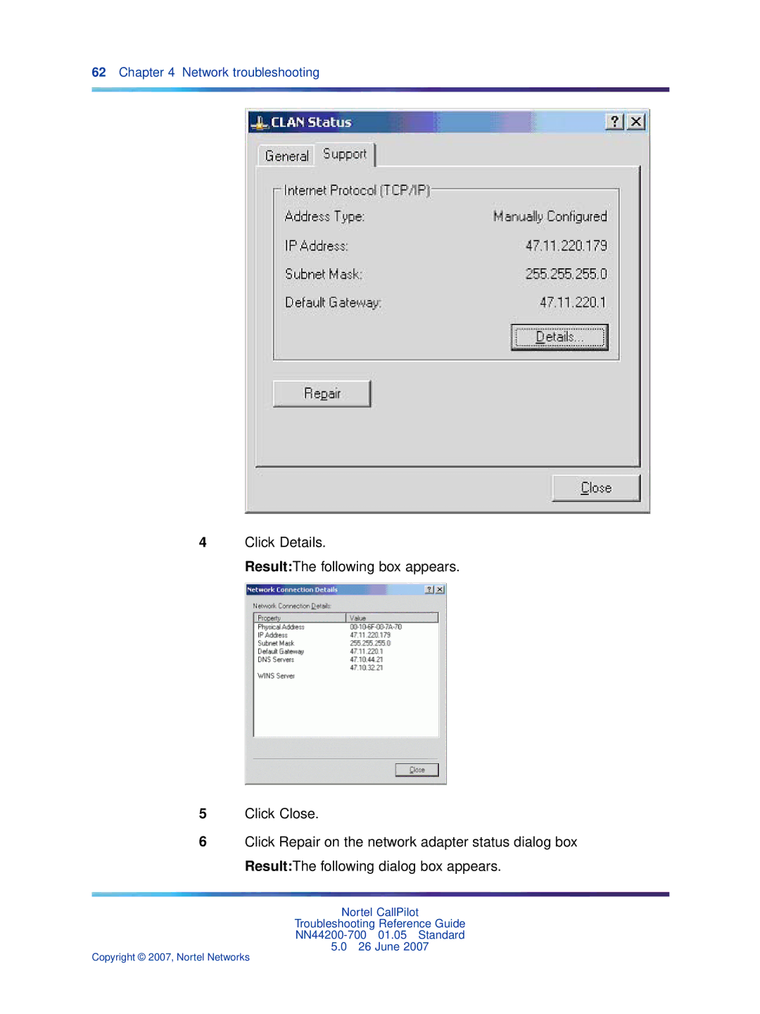 Nortel Networks NN44200-700 manual Network troubleshooting 