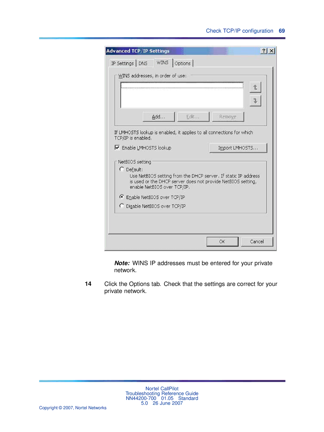 Nortel Networks NN44200-700 manual Check TCP/IP conﬁguration 