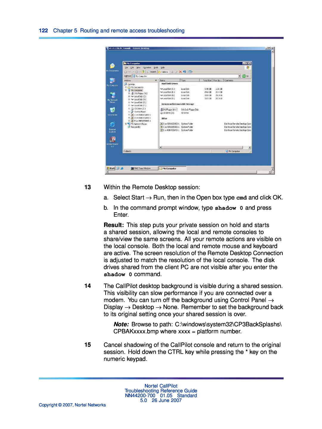 Nortel Networks NN44200-700 manual Within the Remote Desktop session 