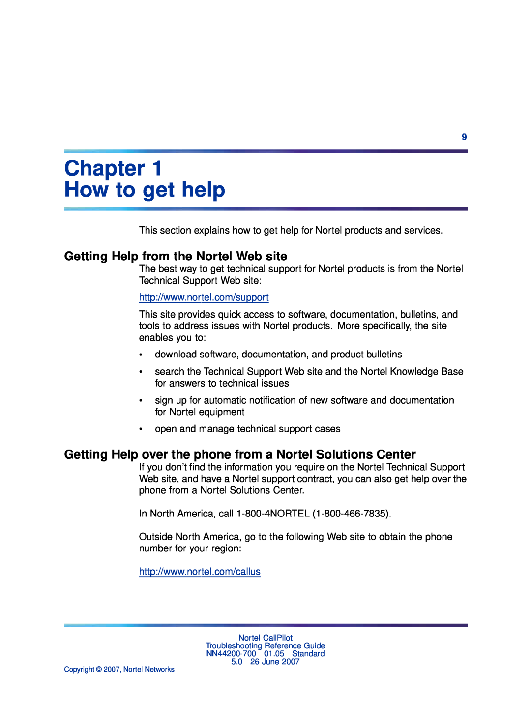 Nortel Networks NN44200-700 manual Chapter How to get help, Getting Help from the Nortel Web site 
