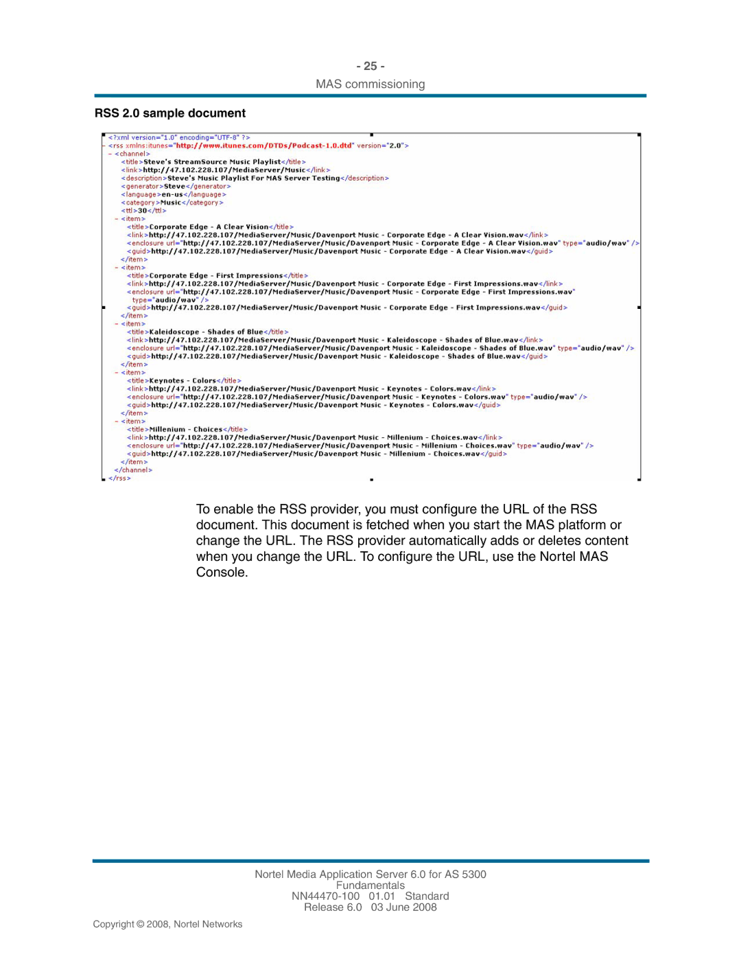 Nortel Networks NN44470-100 manual RSS 2.0 sample document 