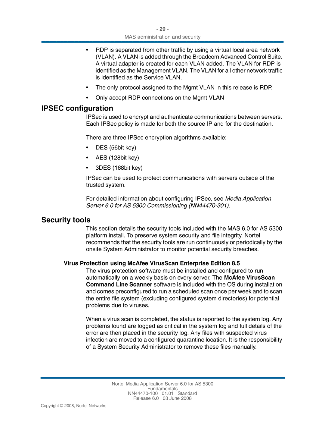 Nortel Networks NN44470-100 manual Ipsec configuration, Security tools 