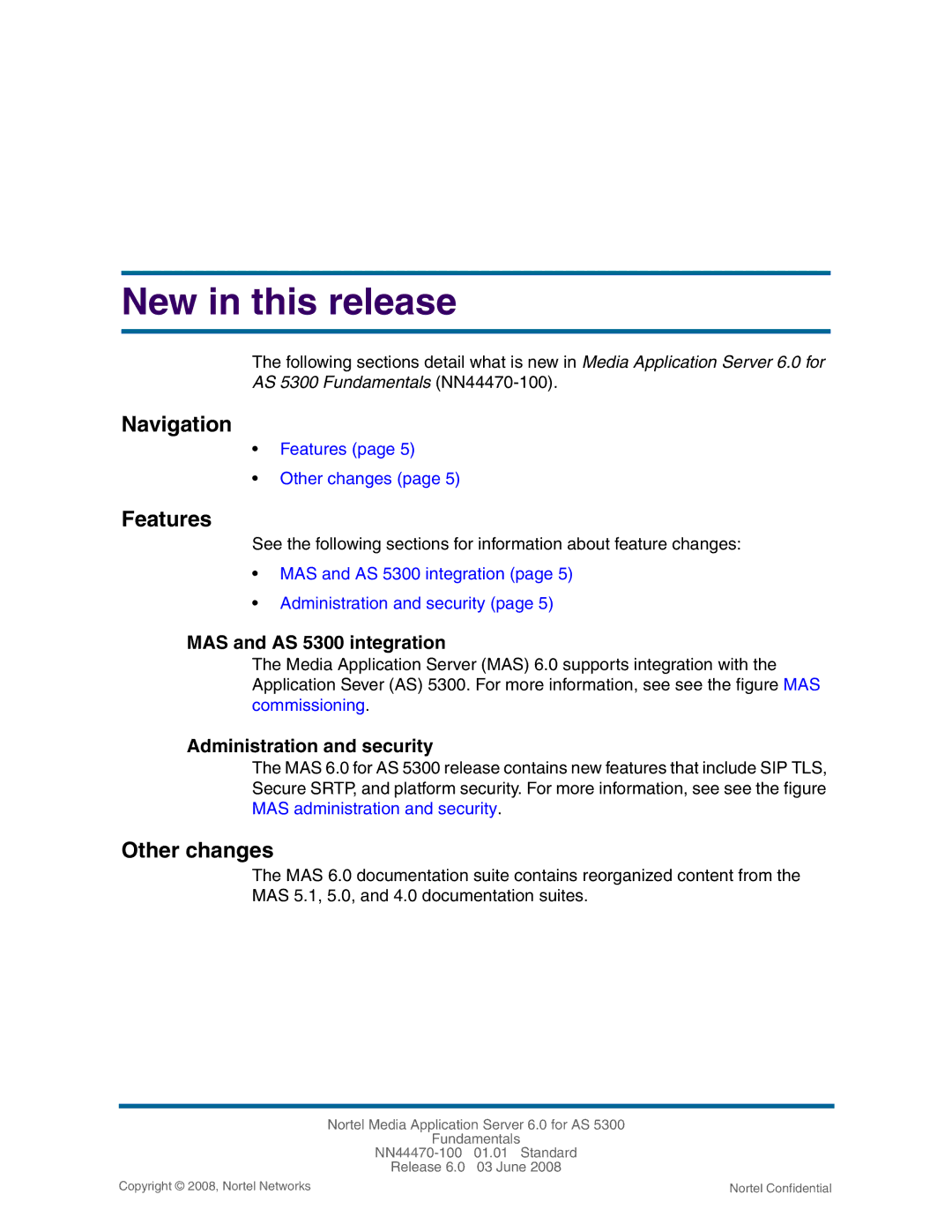 Nortel Networks NN44470-100 manual New in this release, Navigation, Features, Other changes 