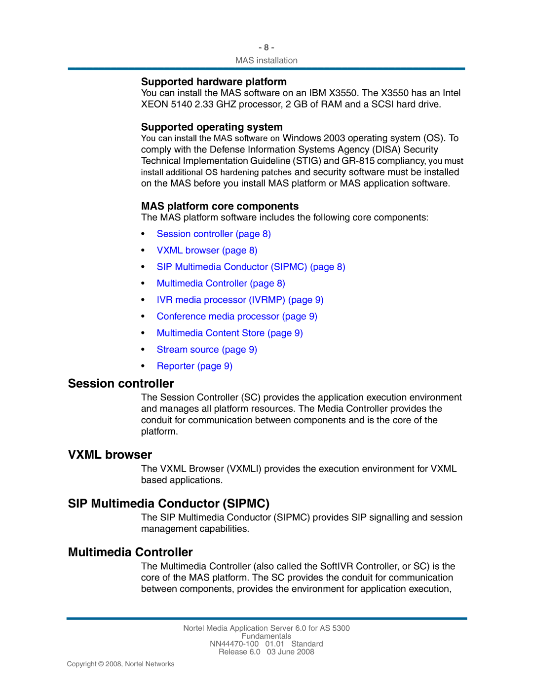 Nortel Networks NN44470-100 manual Session controller, Vxml browser, SIP Multimedia Conductor Sipmc, Multimedia Controller 