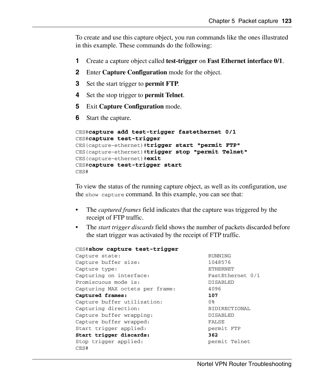 Nortel Networks NN46110-602 manual CES#capture test-trigger start 