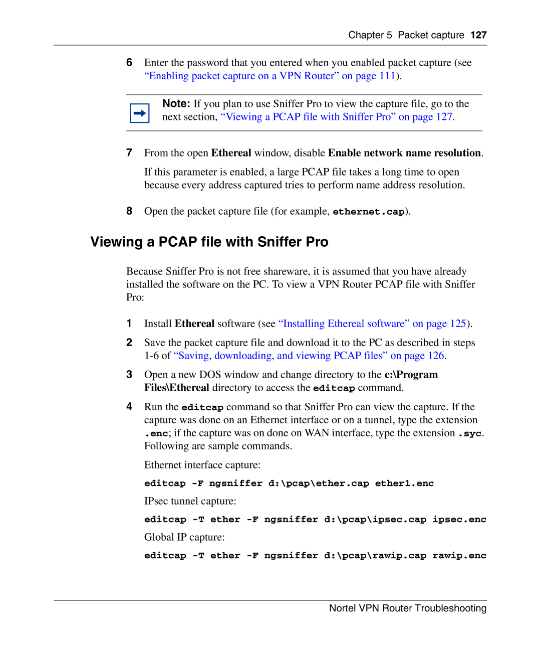 Nortel Networks NN46110-602 manual Viewing a Pcap file with Sniffer Pro, Global IP capture 