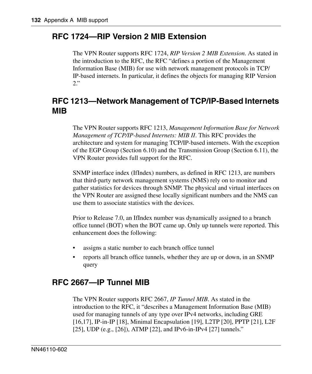 Nortel Networks NN46110-602 RFC 1724-RIP Version 2 MIB Extension, RFC 1213-Network Management of TCP/IP-Based Internets 