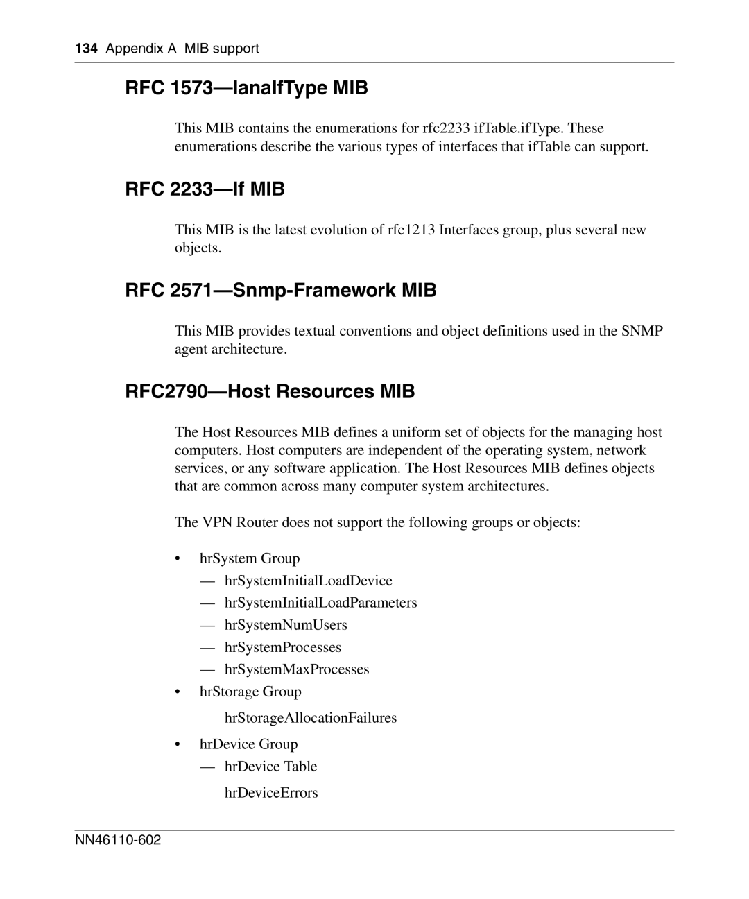 Nortel Networks NN46110-602 manual RFC 1573-IanaIfType MIB, RFC 2233-If MIB, RFC 2571-Snmp-Framework MIB 