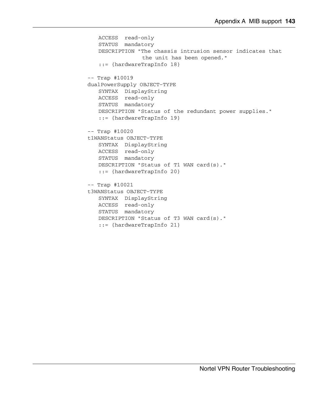 Nortel Networks NN46110-602 manual Appendix a MIB support 