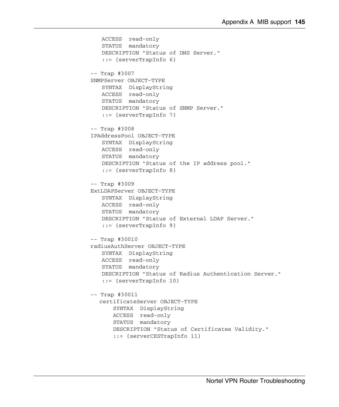 Nortel Networks NN46110-602 manual Appendix a MIB support 