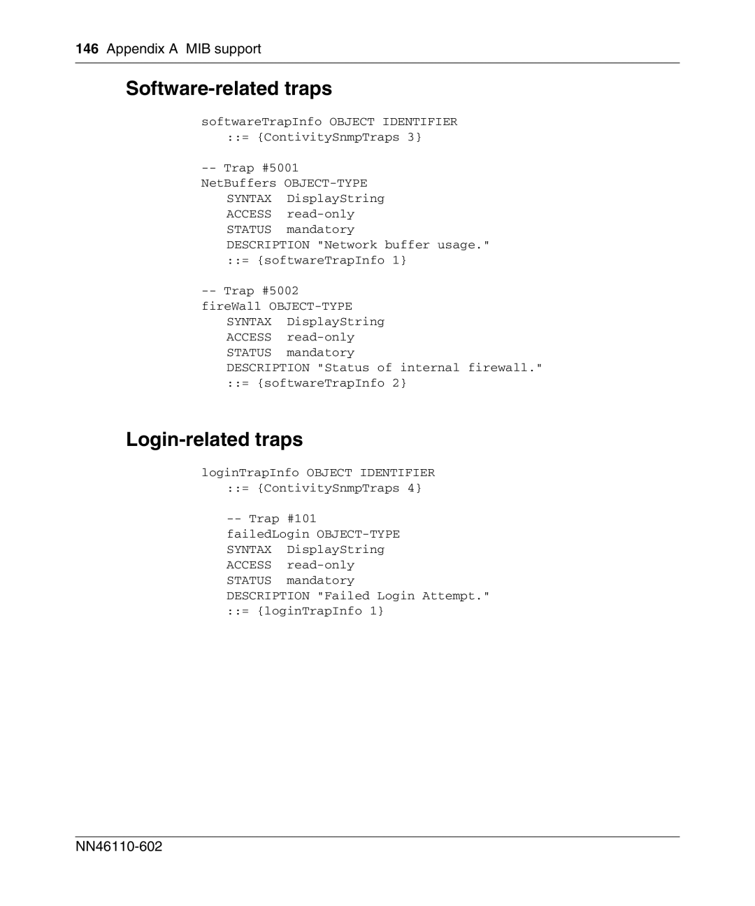 Nortel Networks NN46110-602 manual Software-related traps, Login-related traps 