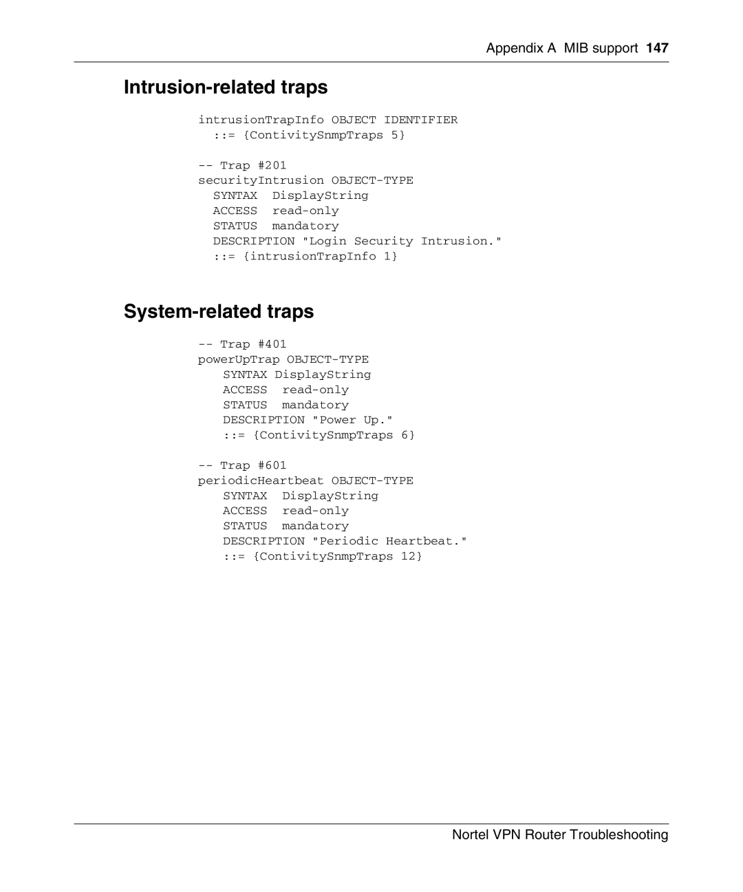 Nortel Networks NN46110-602 manual Intrusion-related traps, System-related traps 