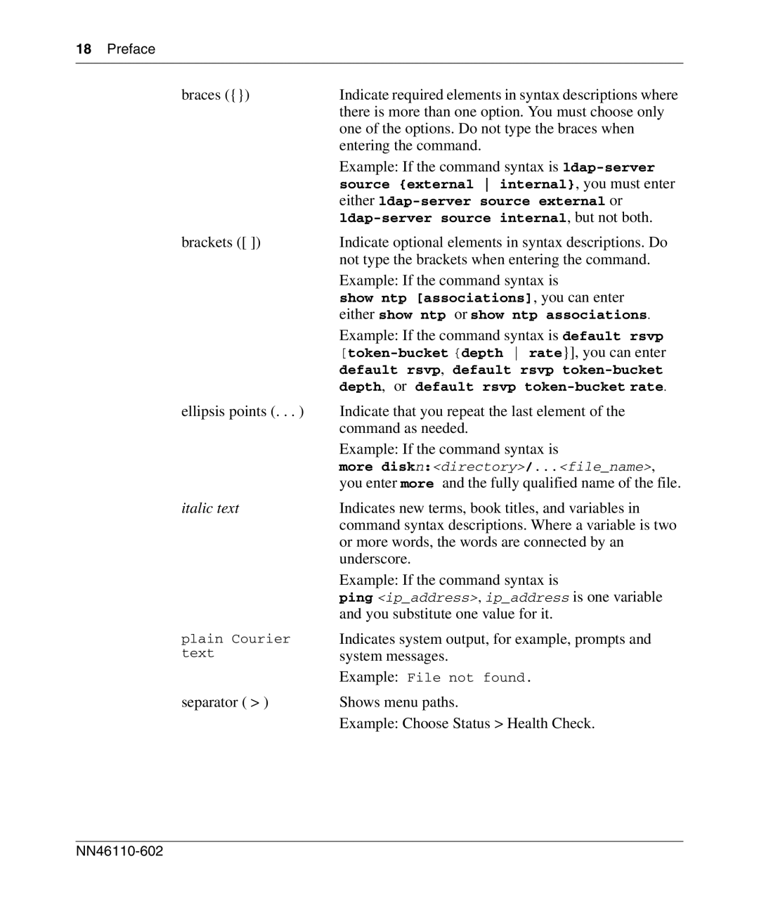 Nortel Networks NN46110-602 manual Italic text 