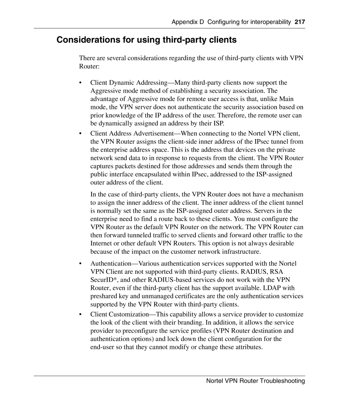 Nortel Networks NN46110-602 manual Considerations for using third-party clients 