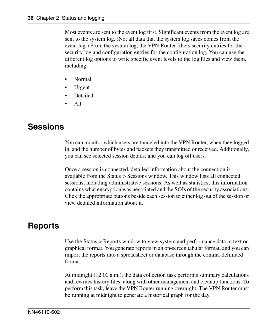 Nortel Networks NN46110-602 manual Sessions, Reports 