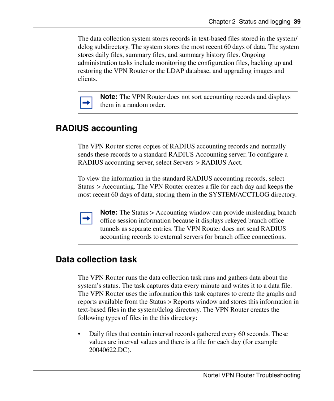 Nortel Networks NN46110-602 manual Radius accounting, Data collection task 