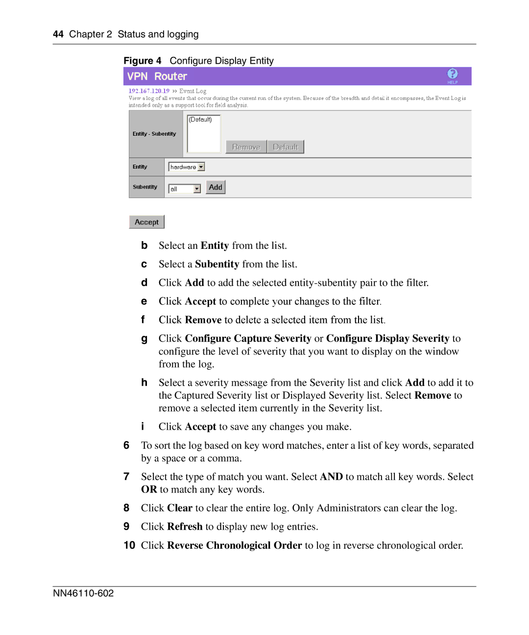 Nortel Networks NN46110-602 manual Configure Display Entity 