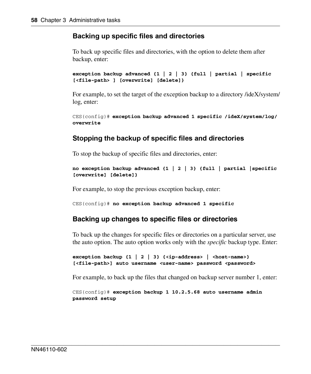 Nortel Networks NN46110-602 Backing up specific files and directories, Backing up changes to specific files or directories 