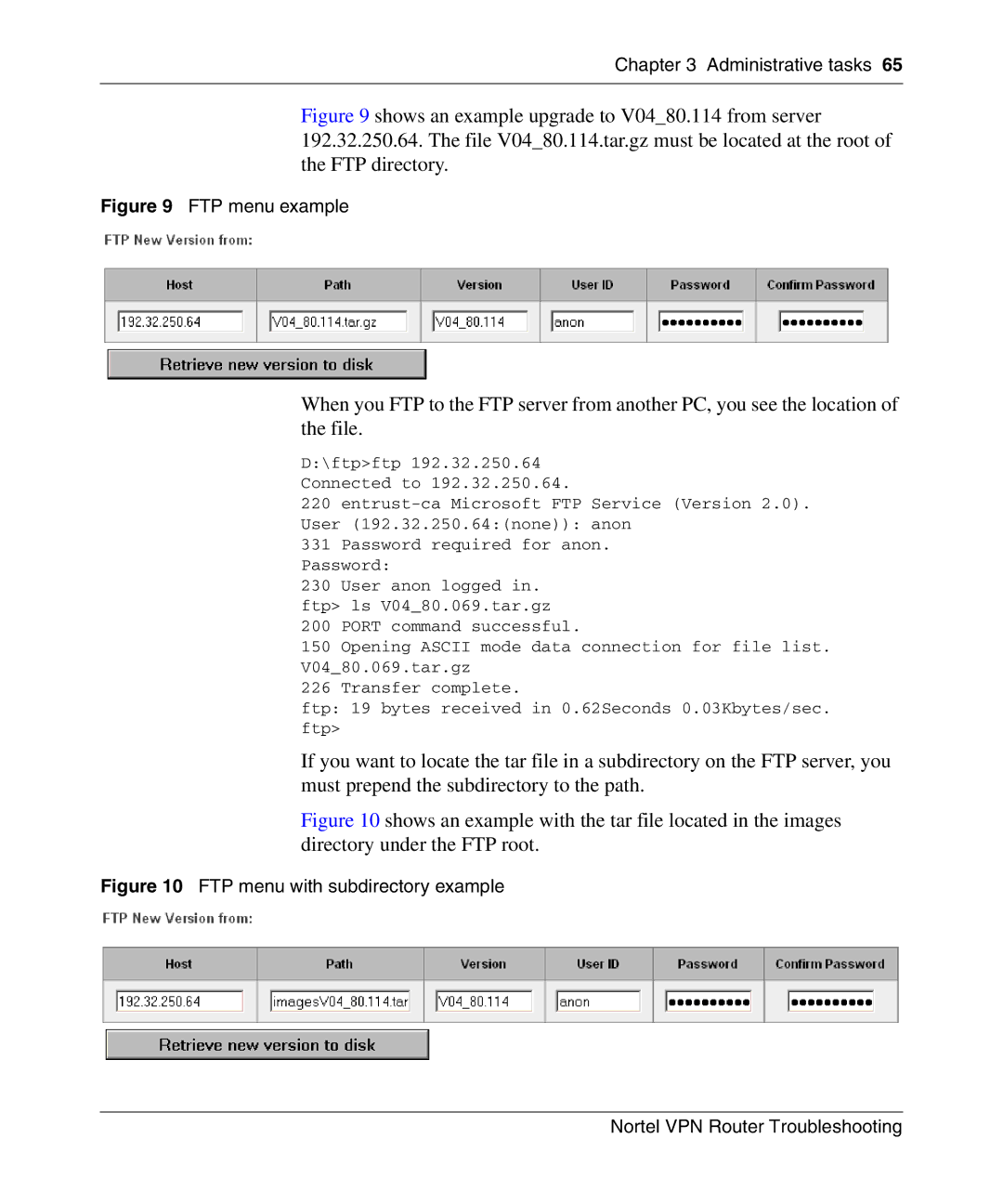 Nortel Networks NN46110-602 manual FTP menu example 