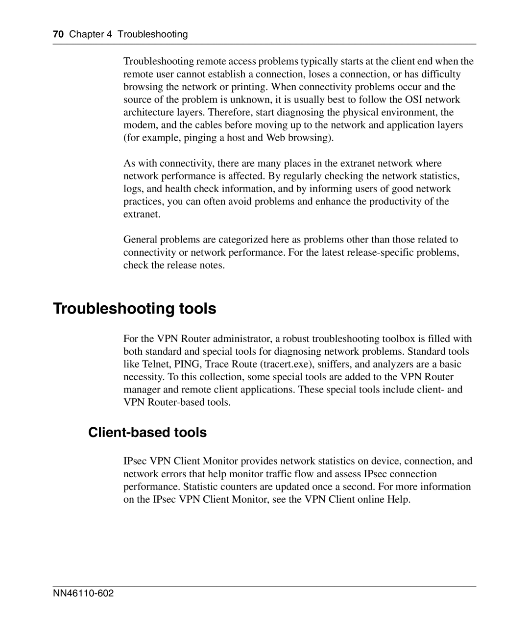 Nortel Networks NN46110-602 manual Troubleshooting tools, Client-based tools 