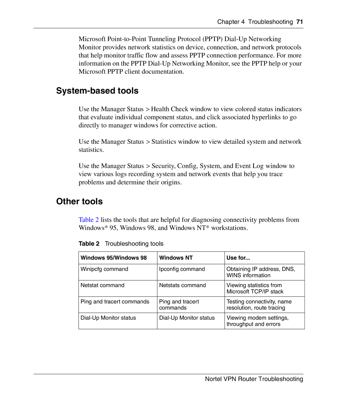 Nortel Networks NN46110-602 manual System-based tools, Other tools 