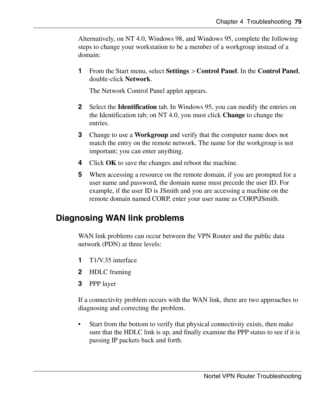 Nortel Networks NN46110-602 manual Diagnosing WAN link problems 